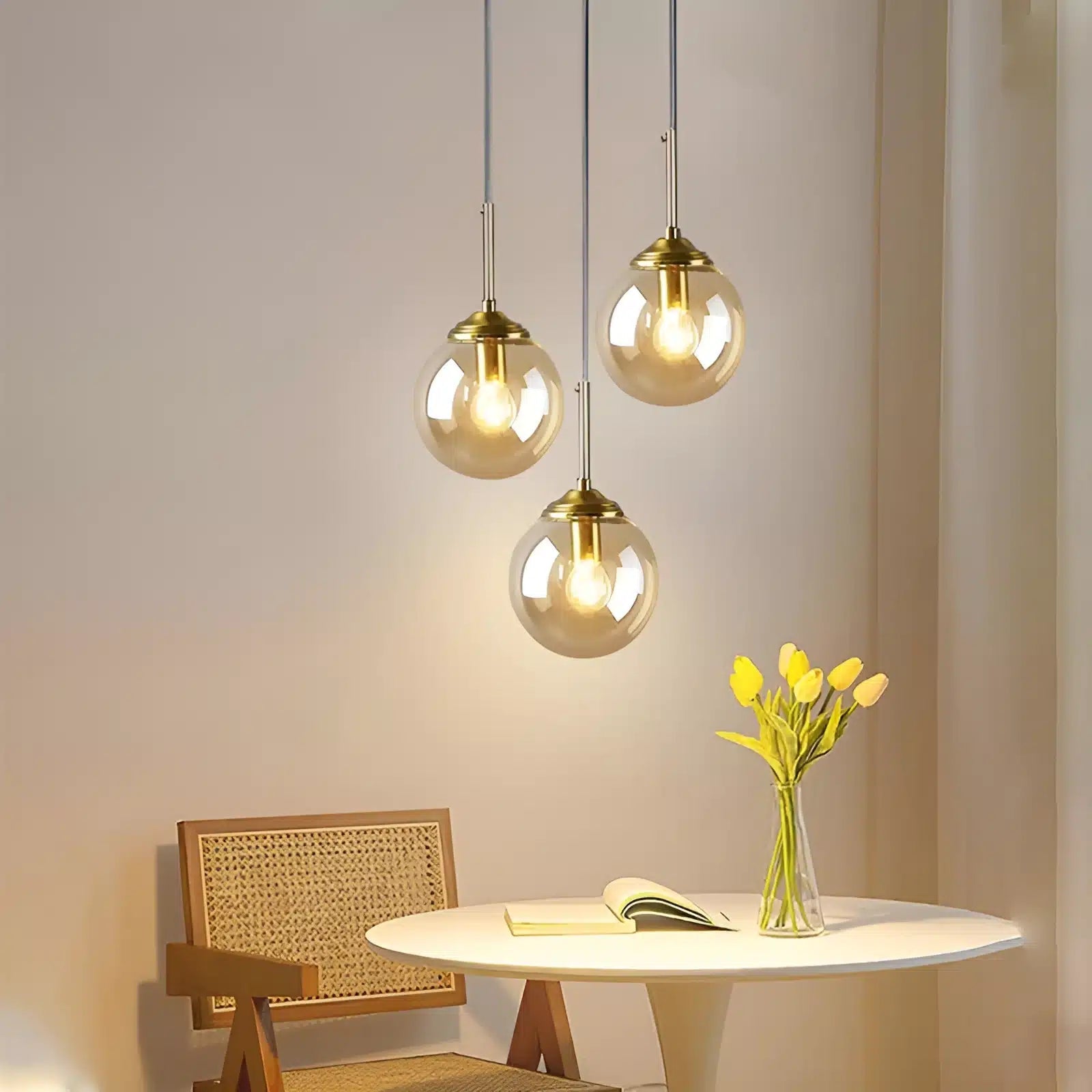 Lampe Pendante en Verre Ambre pour salon - Luminenza - Verre ambré