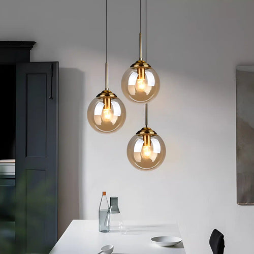 Lampe Pendante en Verre Ambre pour salon - Luminenza - Verre ambré