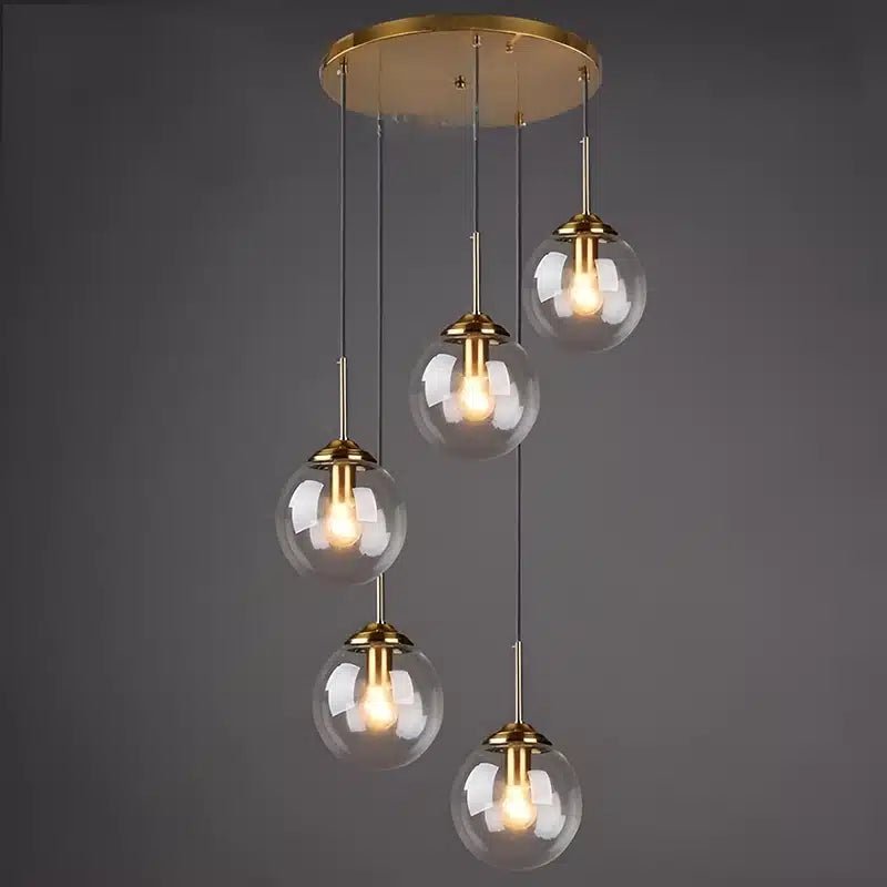 Lampe Pendante en Verre Ambre pour salon - Luminenza - Verre clair