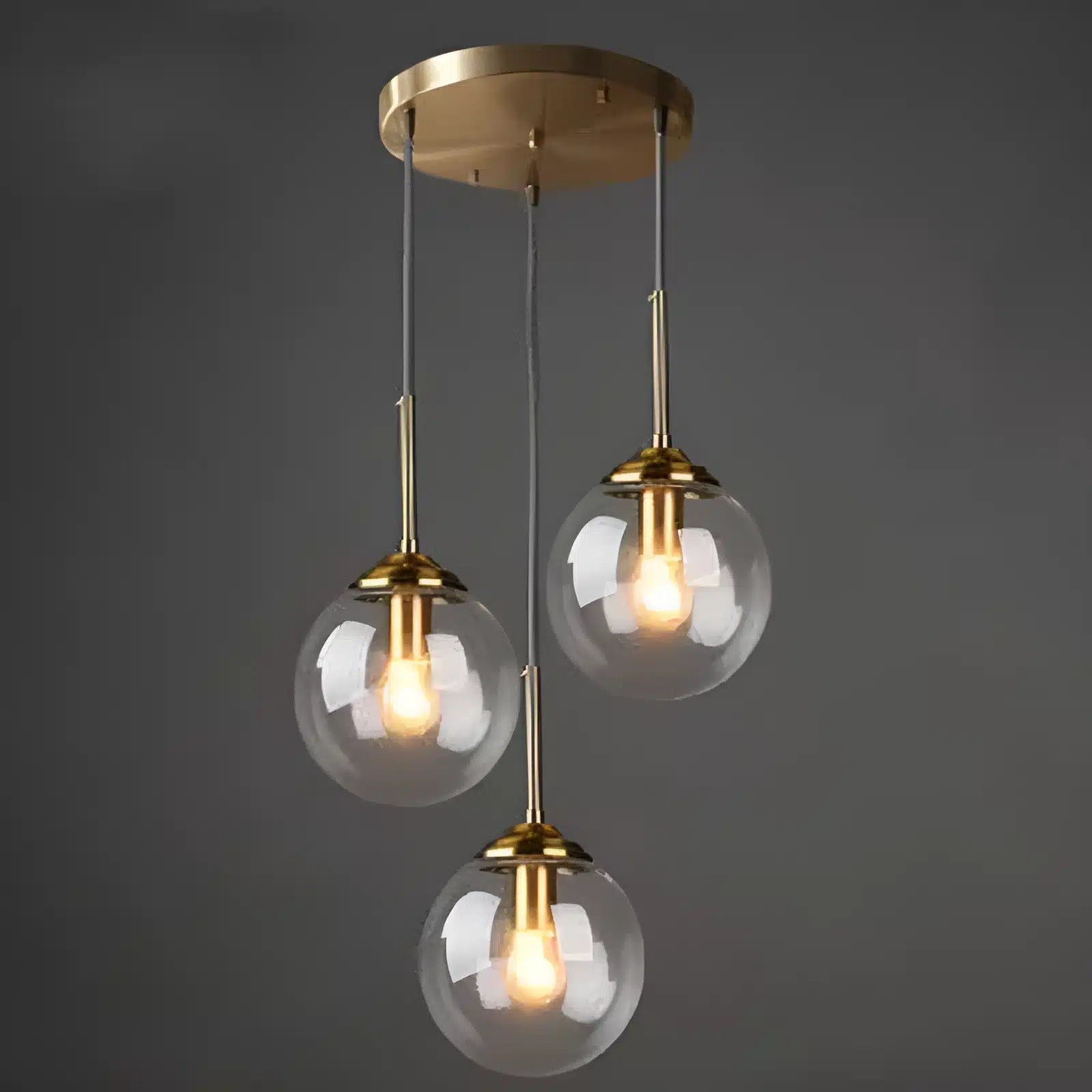 Lampe Pendante en Verre Ambre pour salon - Luminenza - Verre clair