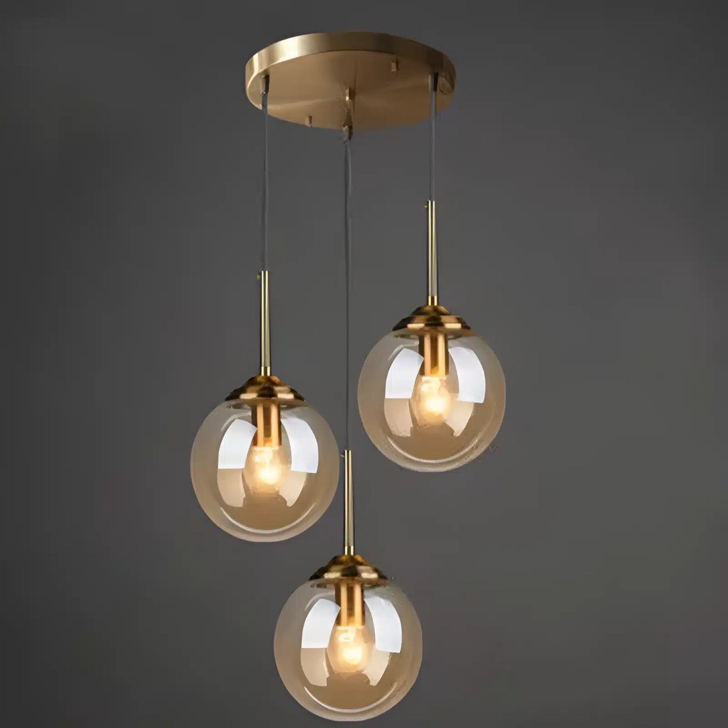 Lampe Pendante en Verre Ambre pour salon - Luminenza - Verre clair