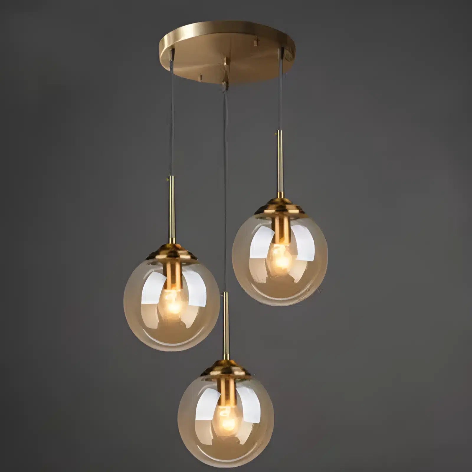 Lampe Pendante en Verre Ambre pour salon - Luminenza - Verre clair