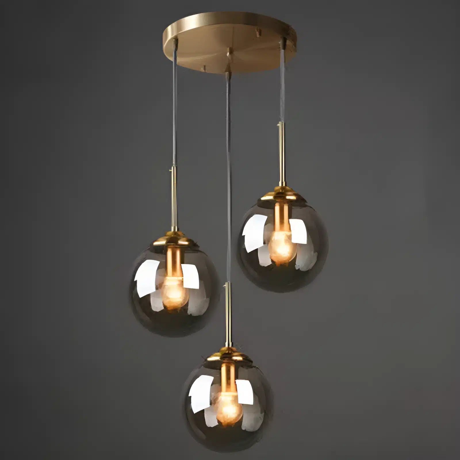 Lampe Pendante en Verre Ambre pour salon - Luminenza - Verre clair