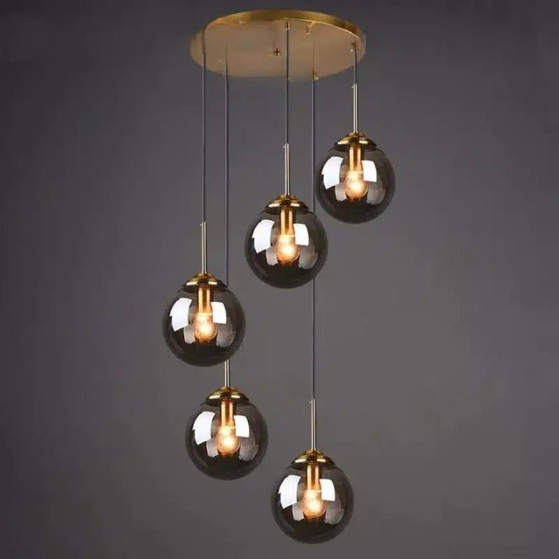 Lampe Pendante en Verre Ambre pour salon - Luminenza - Verre clair