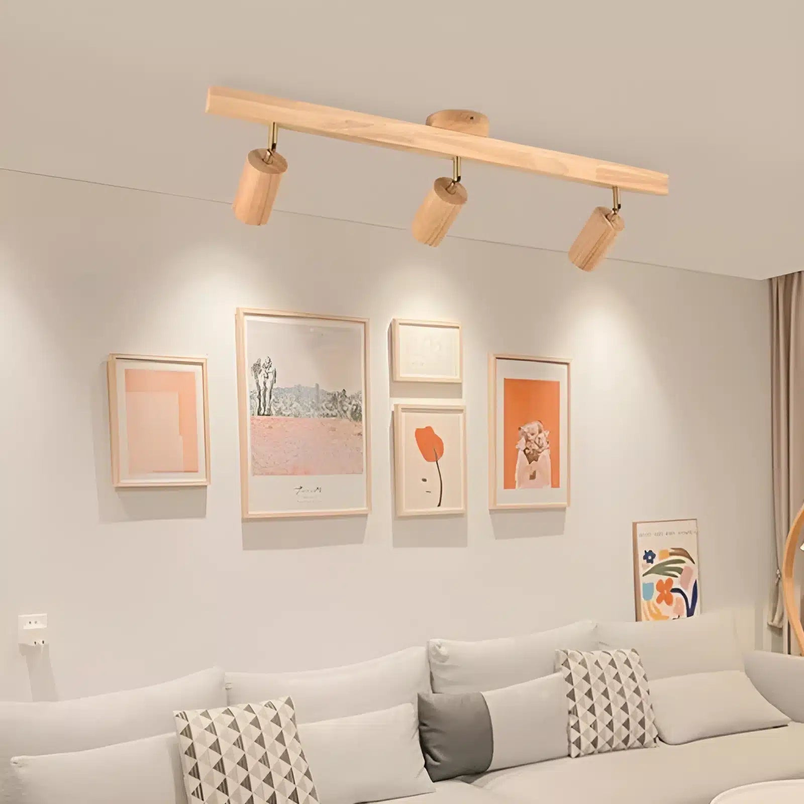 Plafonnier en bois nordique rotatif réglable en simple, duo, trio et quatuor - Luminenza - Blanc