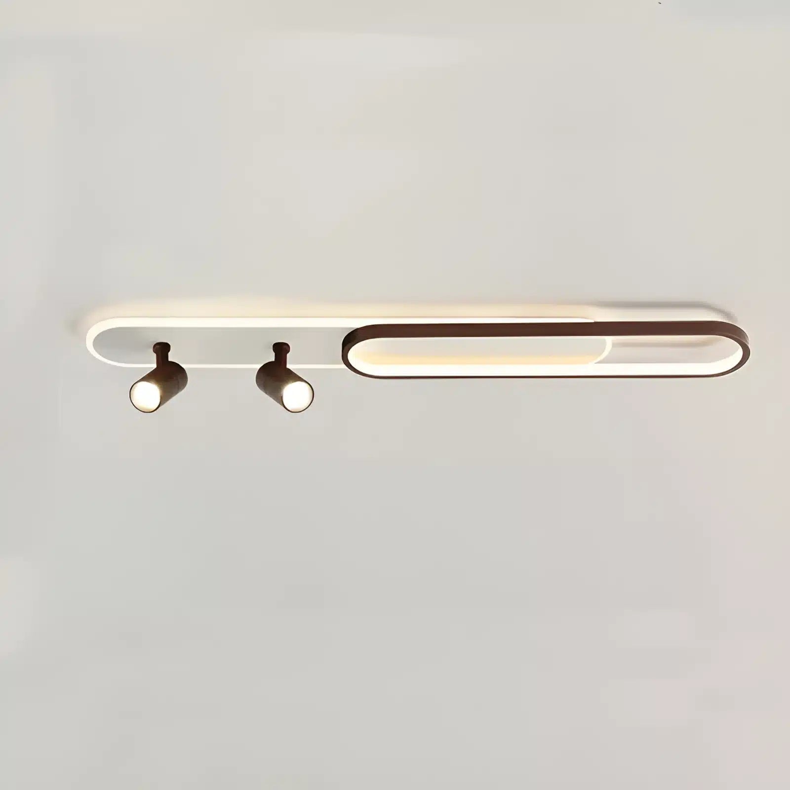 Plafonnier LED au Design Moderne 2 ampoules en plusieurs tailles pour Salon - Luminenza - Bois de noyer