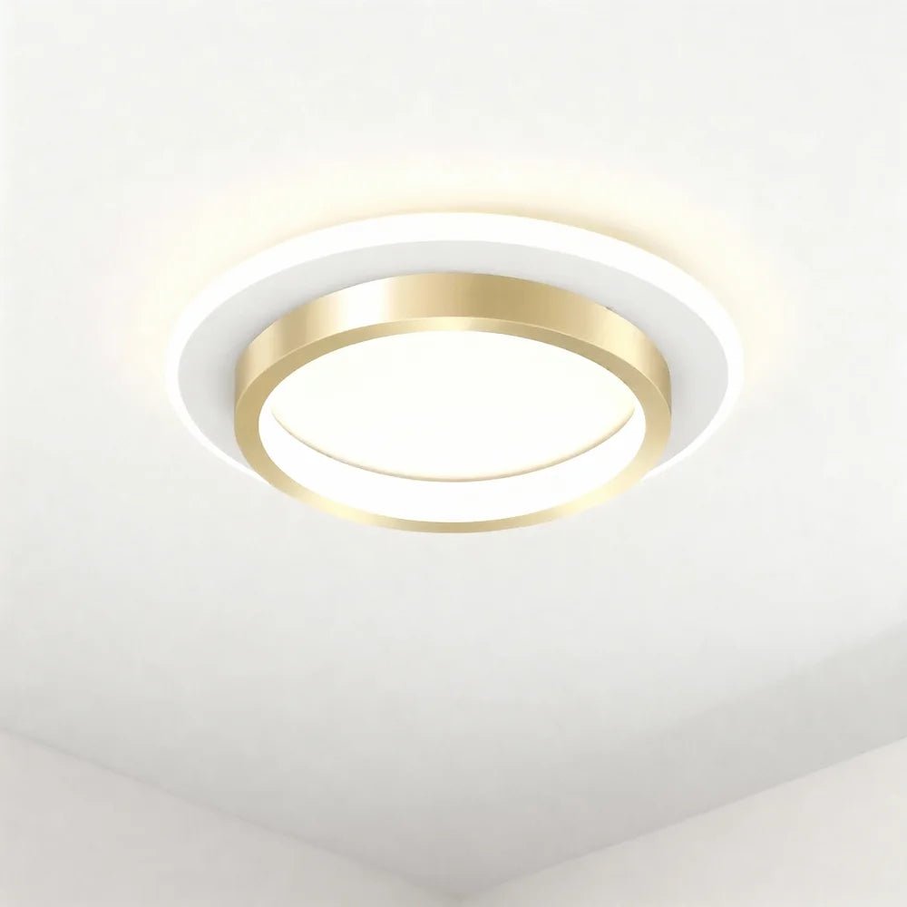 Plafonnier LED au design moderne forme ronde et carrée pour salon - Luminenza - Doré
