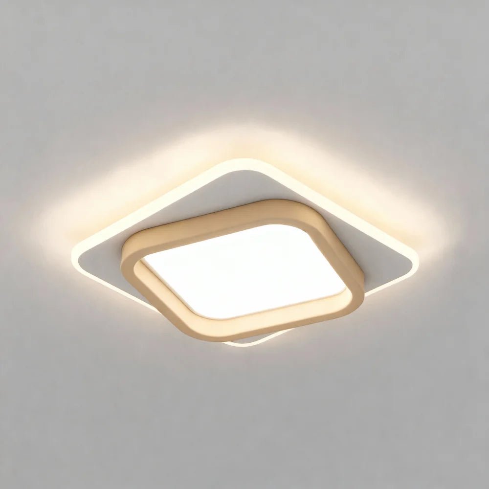 Plafonnier LED au design moderne forme ronde et carrée pour salon - Luminenza - Doré