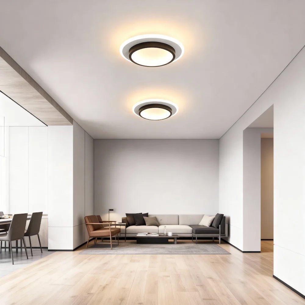 Plafonnier LED au design moderne forme ronde et carrée pour salon - Luminenza - Noir