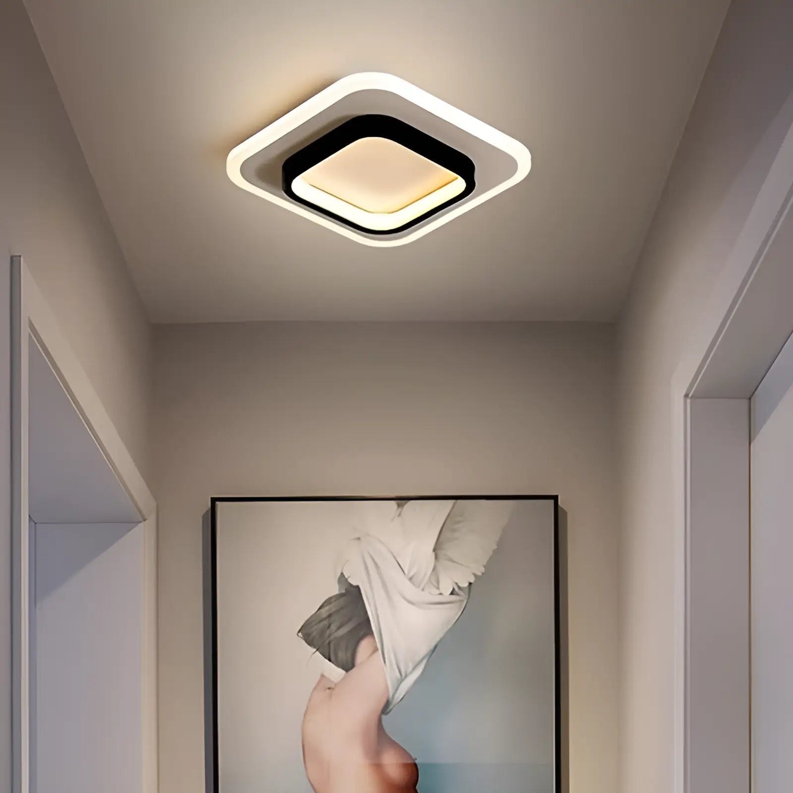 Plafonnier LED avec des carrés imbriqués pour salon - Luminenza - Doré