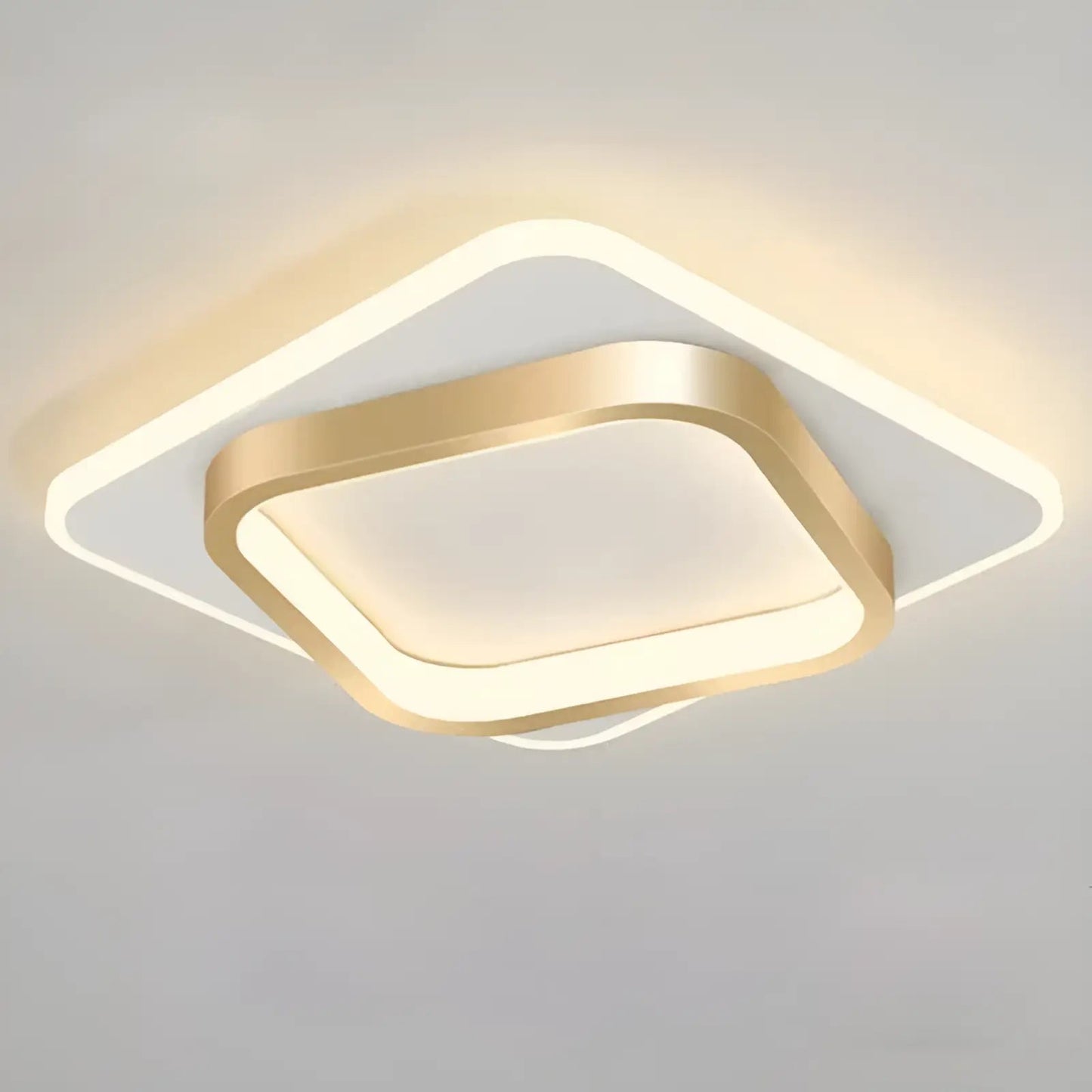 Plafonnier LED avec des carrés imbriqués pour salon - Luminenza - Doré