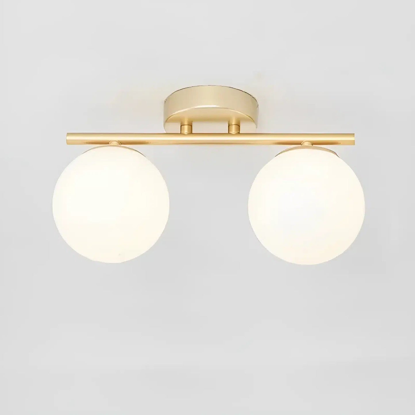 Plafonnier LED boule en pierre de verre pour salon - Luminenza - Doré