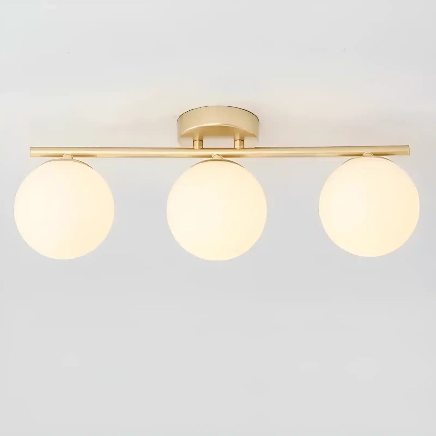 Plafonnier LED boule en pierre de verre pour salon - Luminenza - Doré