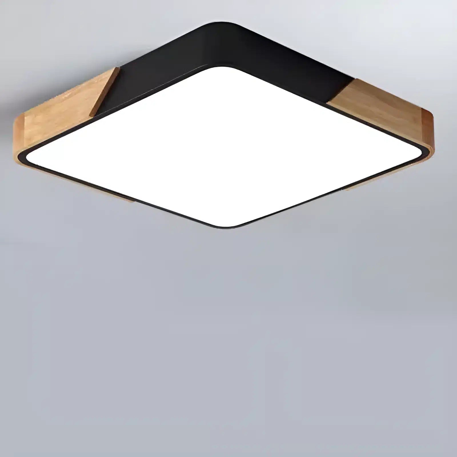 Plafonnier LED carré avec des coins arrondis pour salon - Luminenza - Noir