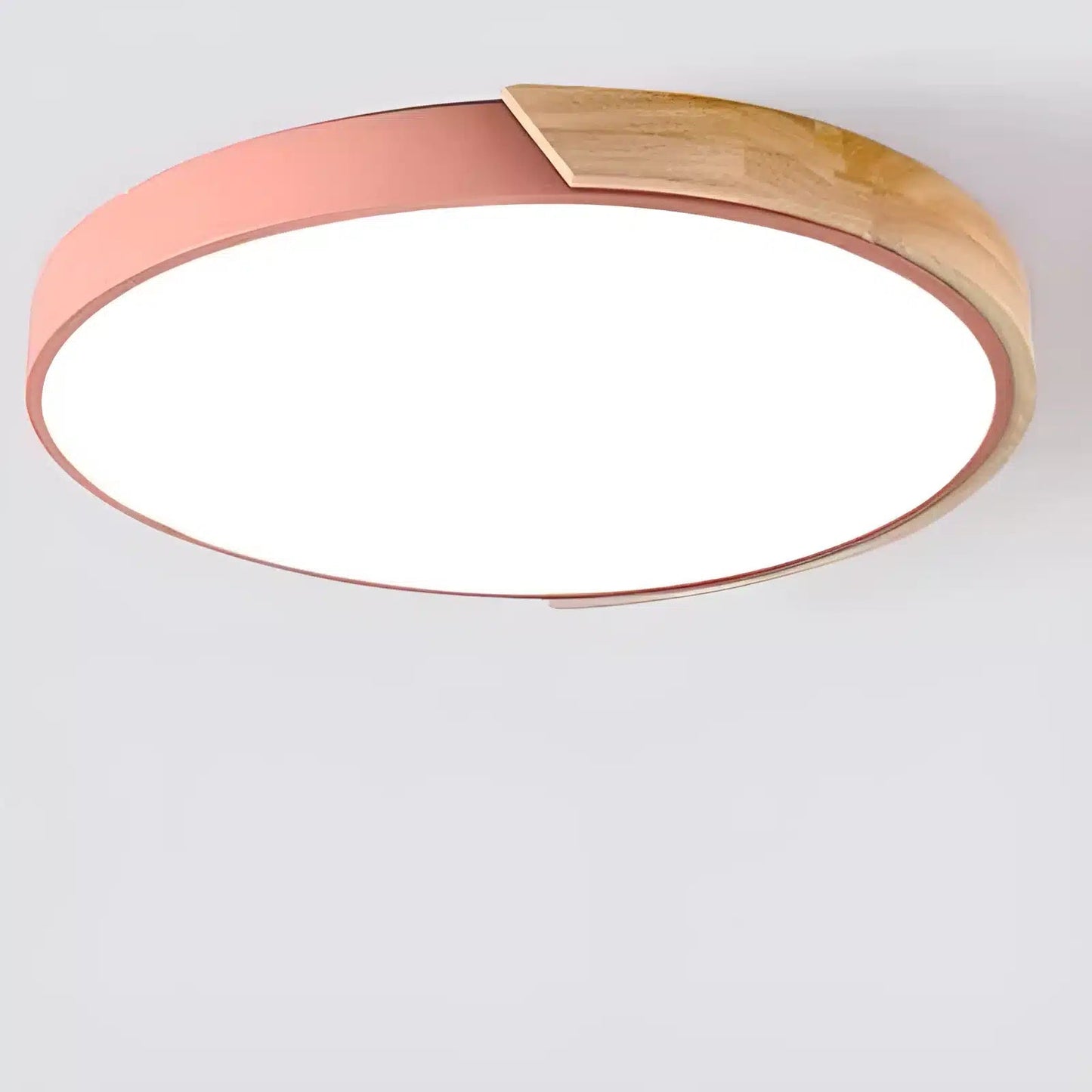 Plafonnier LED chic et moderne en bois pour salon - Luminenza - Rose pale