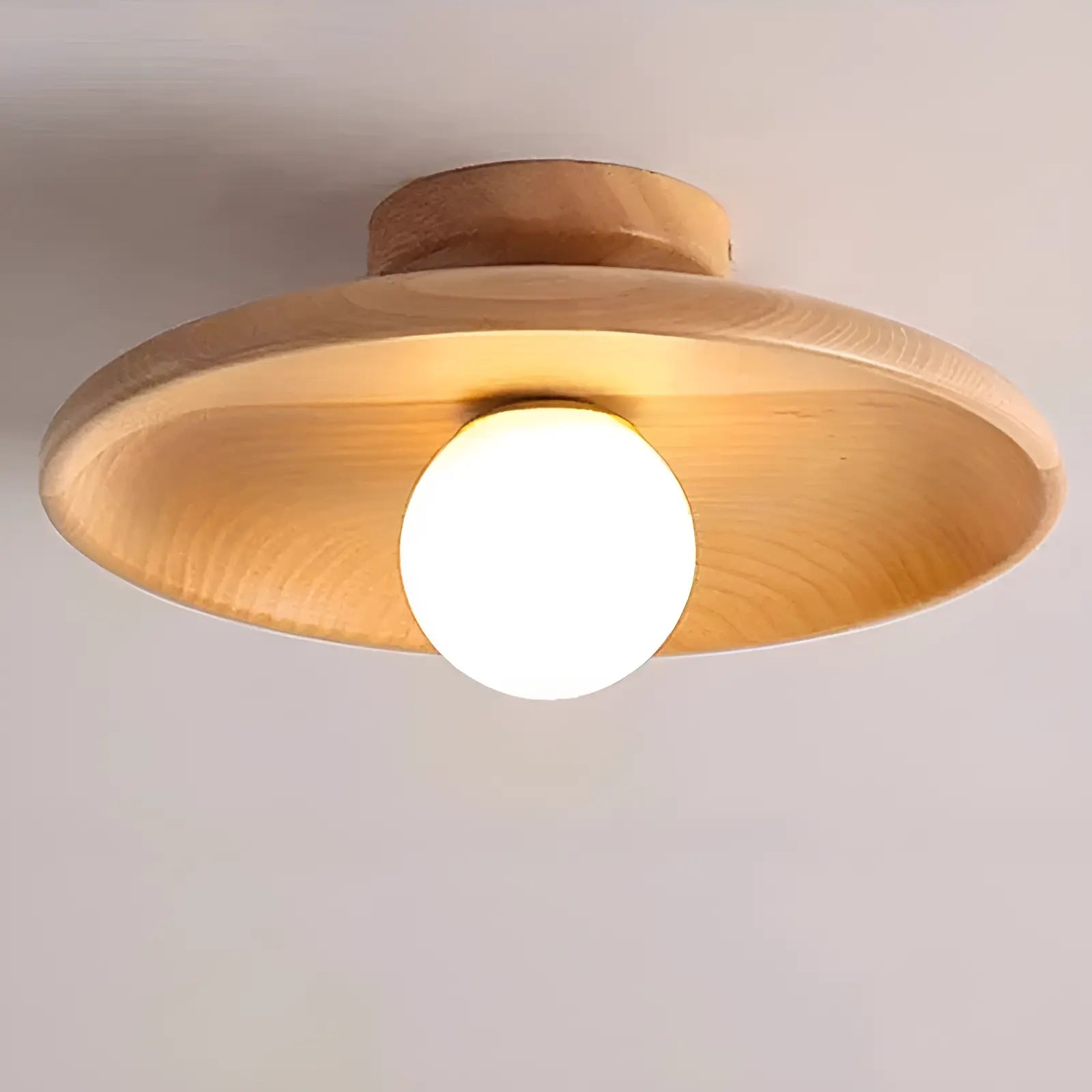 Plafonnier LED design concave en bois pour salon - Luminenza - Bois