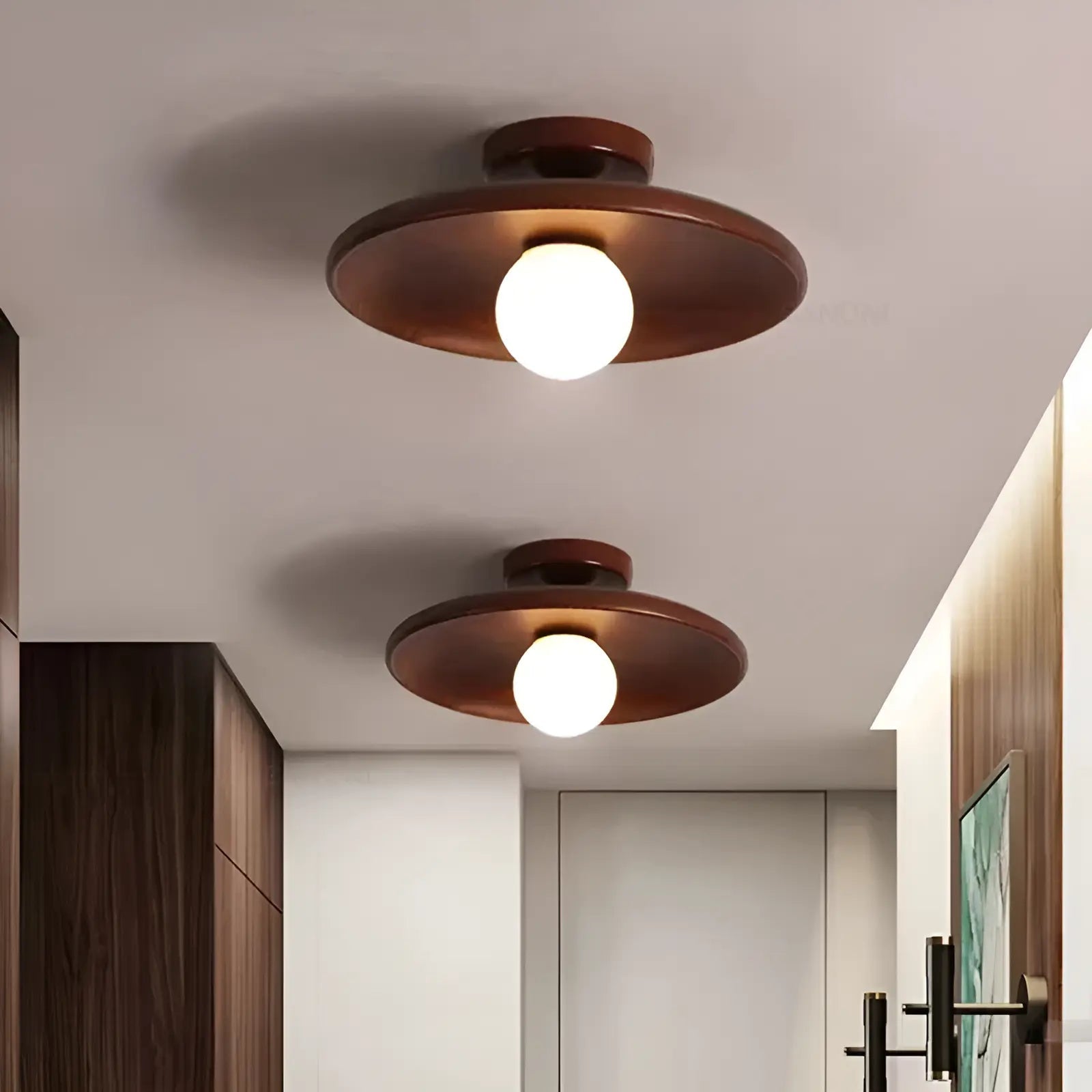 Plafonnier LED design concave en bois pour salon - Luminenza - Bois