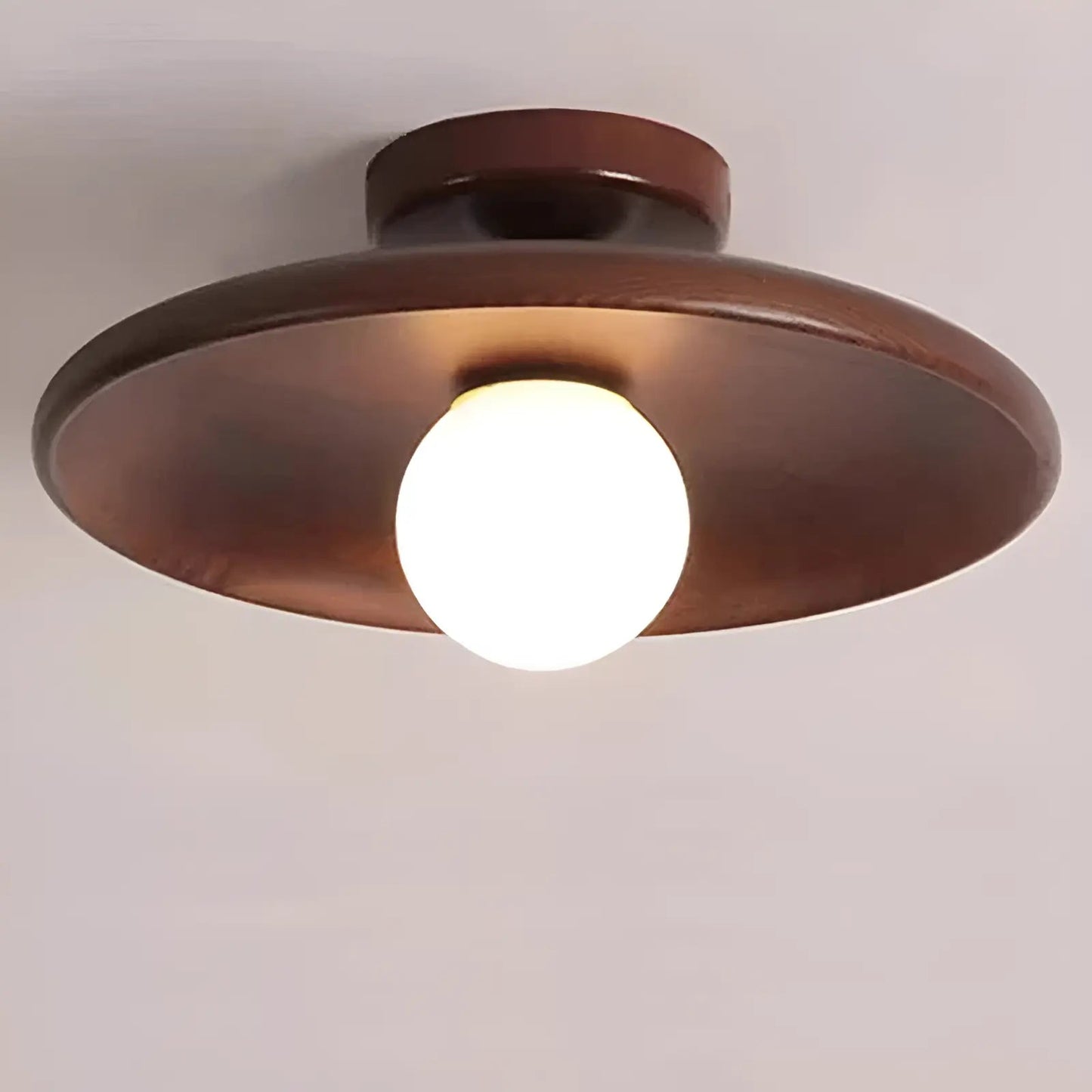 Plafonnier LED design concave en bois pour salon - Luminenza - Bois de noyer