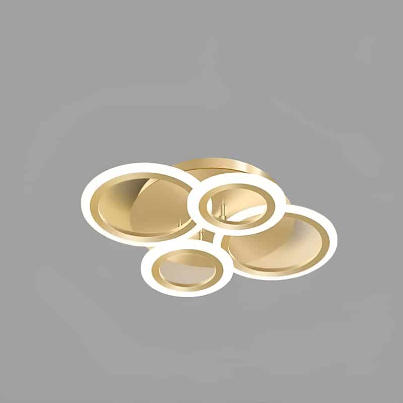 Plafonnier LED Design Moderne 3 et 4 cercles pour salon - Luminenza - Doré