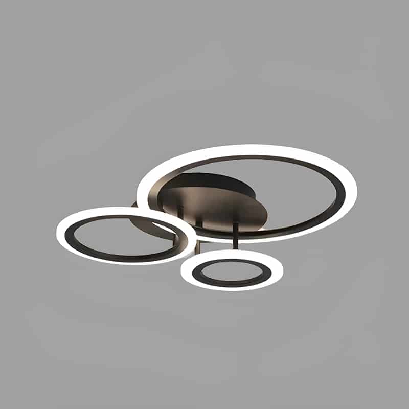 Plafonnier LED Design Moderne 3 et 4 cercles pour salon - Luminenza - Noir