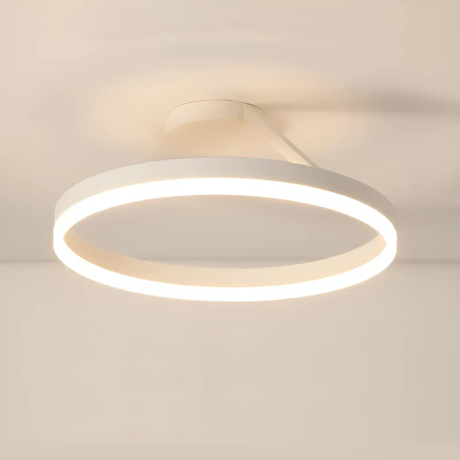 Plafonnier LED en forme d'anneau suspendu pour salon - Luminenza - Blanc