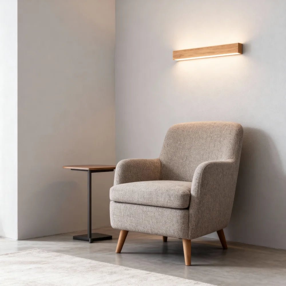 Plafonnier LED en forme de bande lumineuse pour salon - Luminenza - Bois