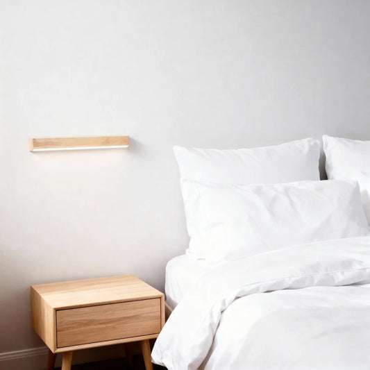 Plafonnier LED en forme de bande lumineuse pour salon - Luminenza - Bois