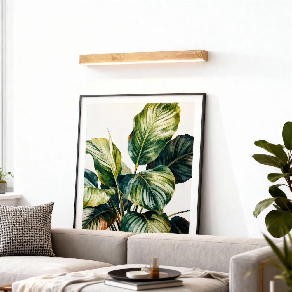 Plafonnier LED en forme de bande lumineuse pour salon - Luminenza - Bois