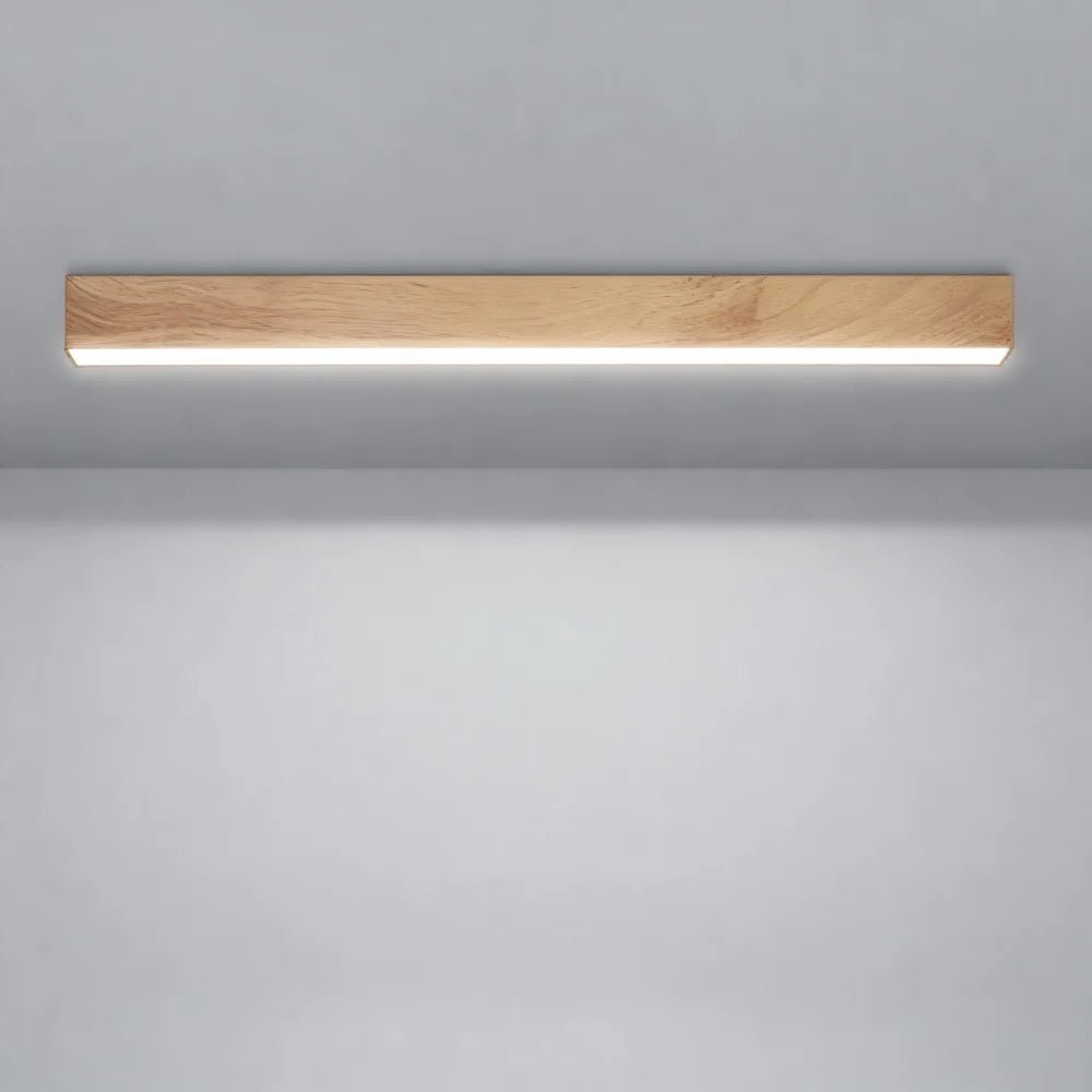 Plafonnier LED en forme de bande lumineuse pour salon - Luminenza - Bois