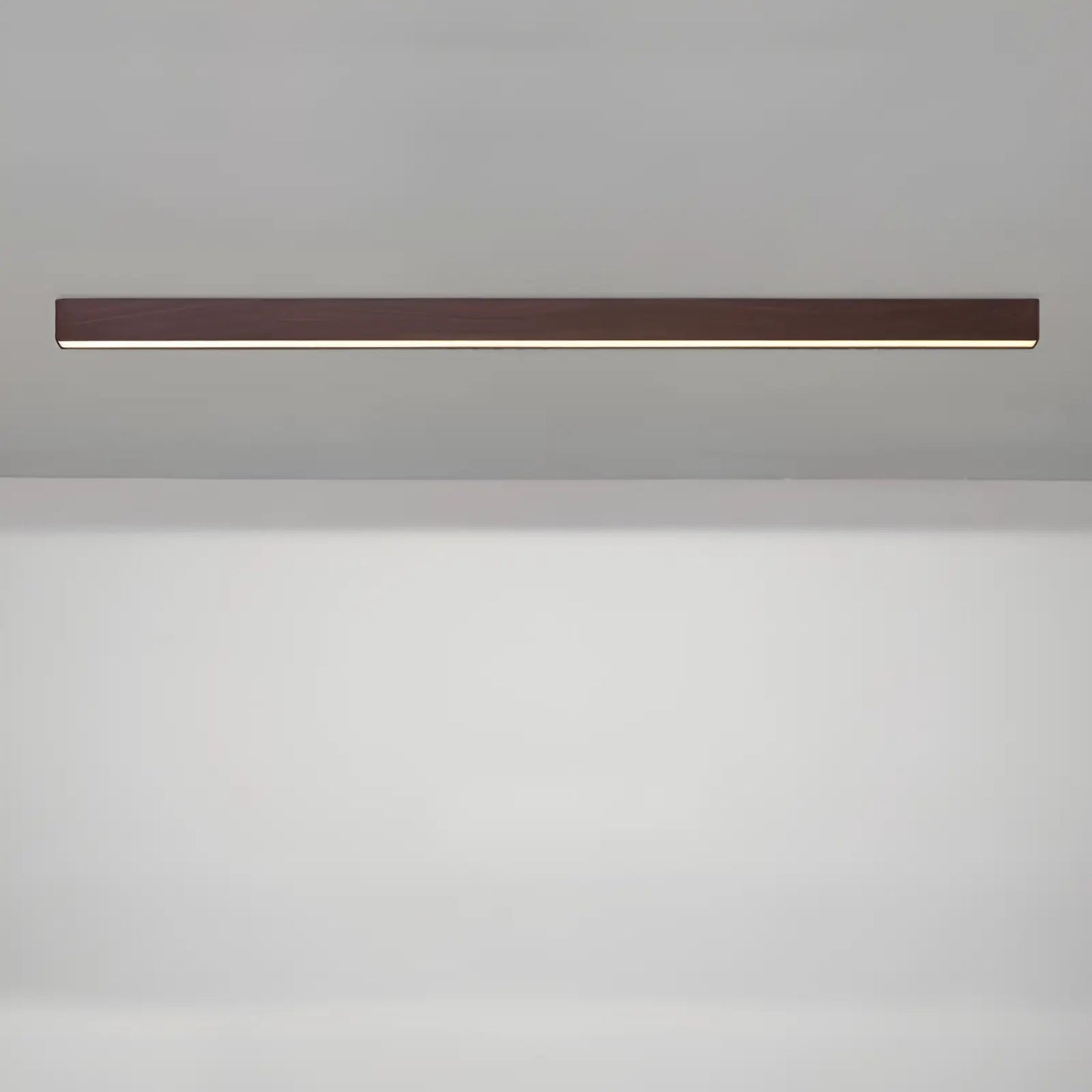 Plafonnier LED en forme de bande lumineuse pour salon - Luminenza - Bois de noyer