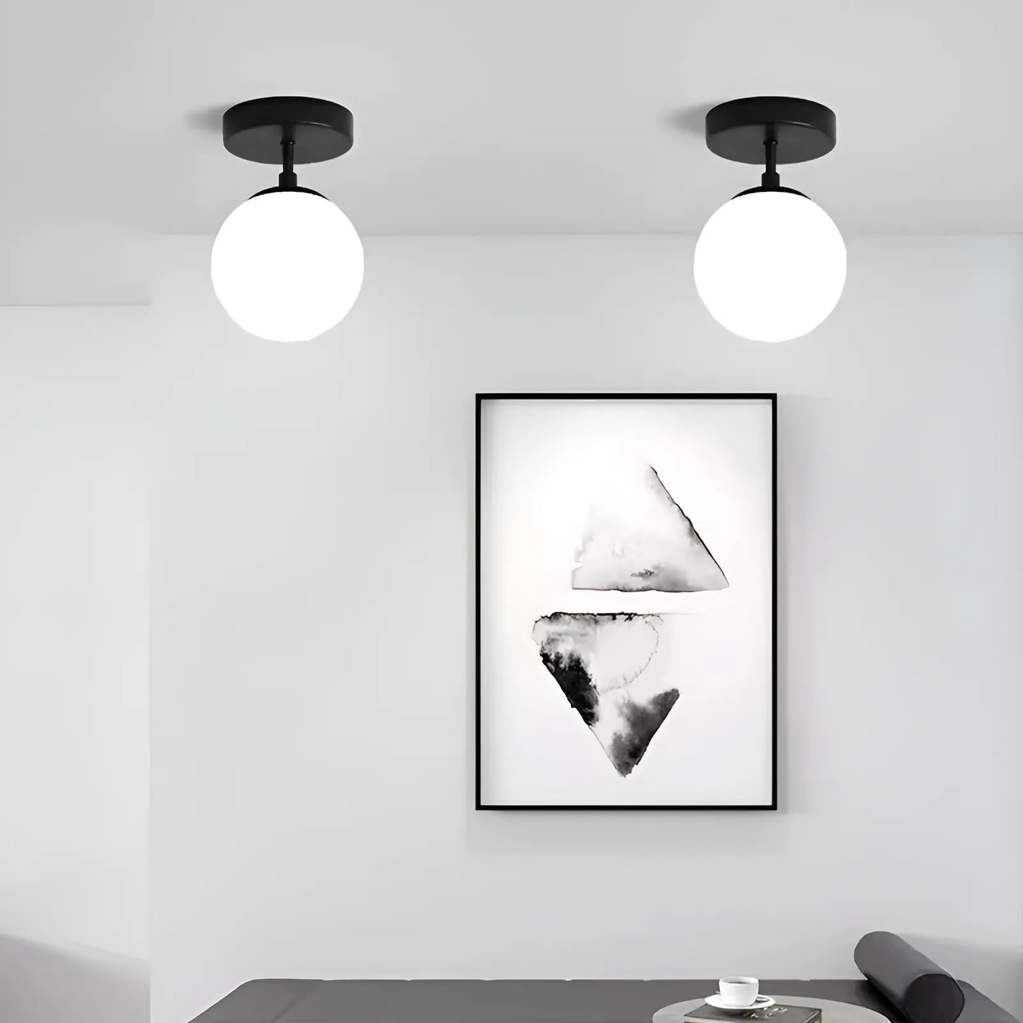 Plafonnier LED en forme de boule lumineuse pour salon - Luminenza - Blanc