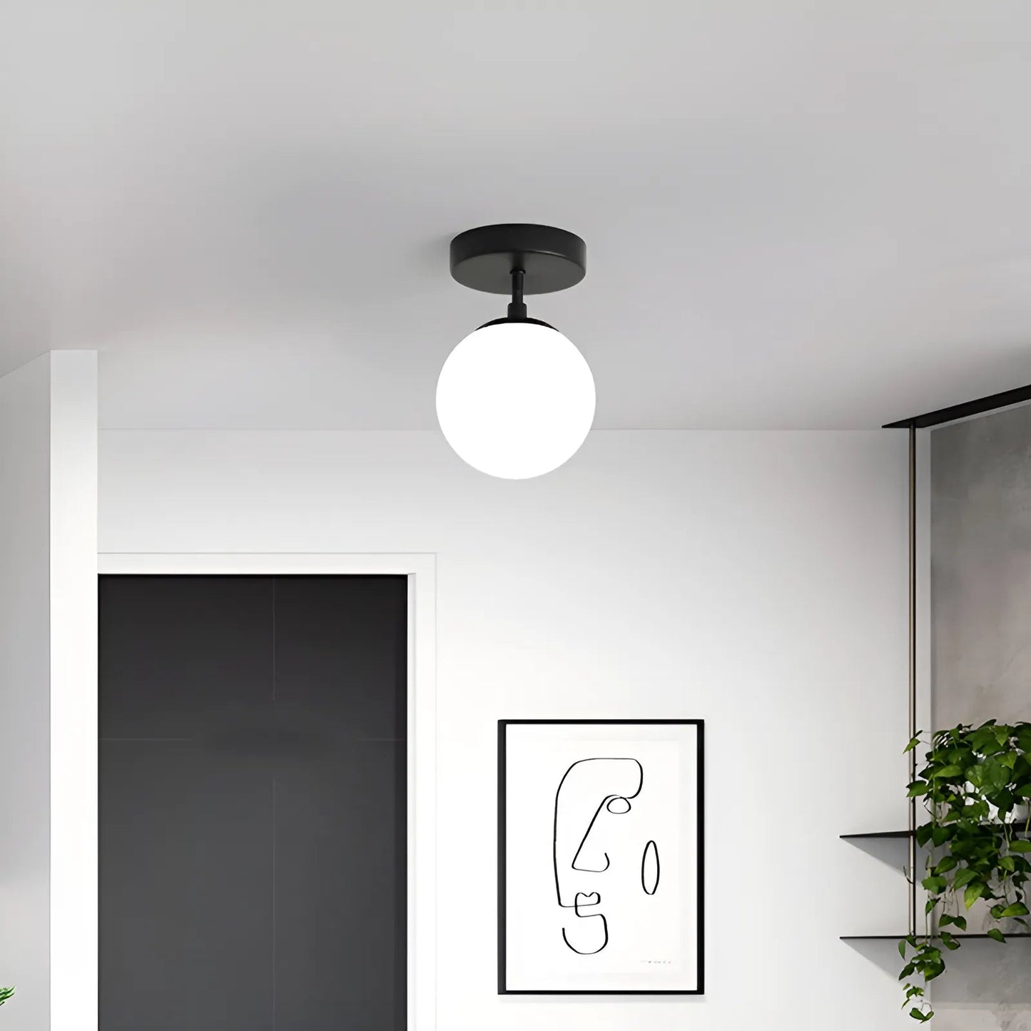 Plafonnier LED en forme de boule lumineuse pour salon - Luminenza - Blanc