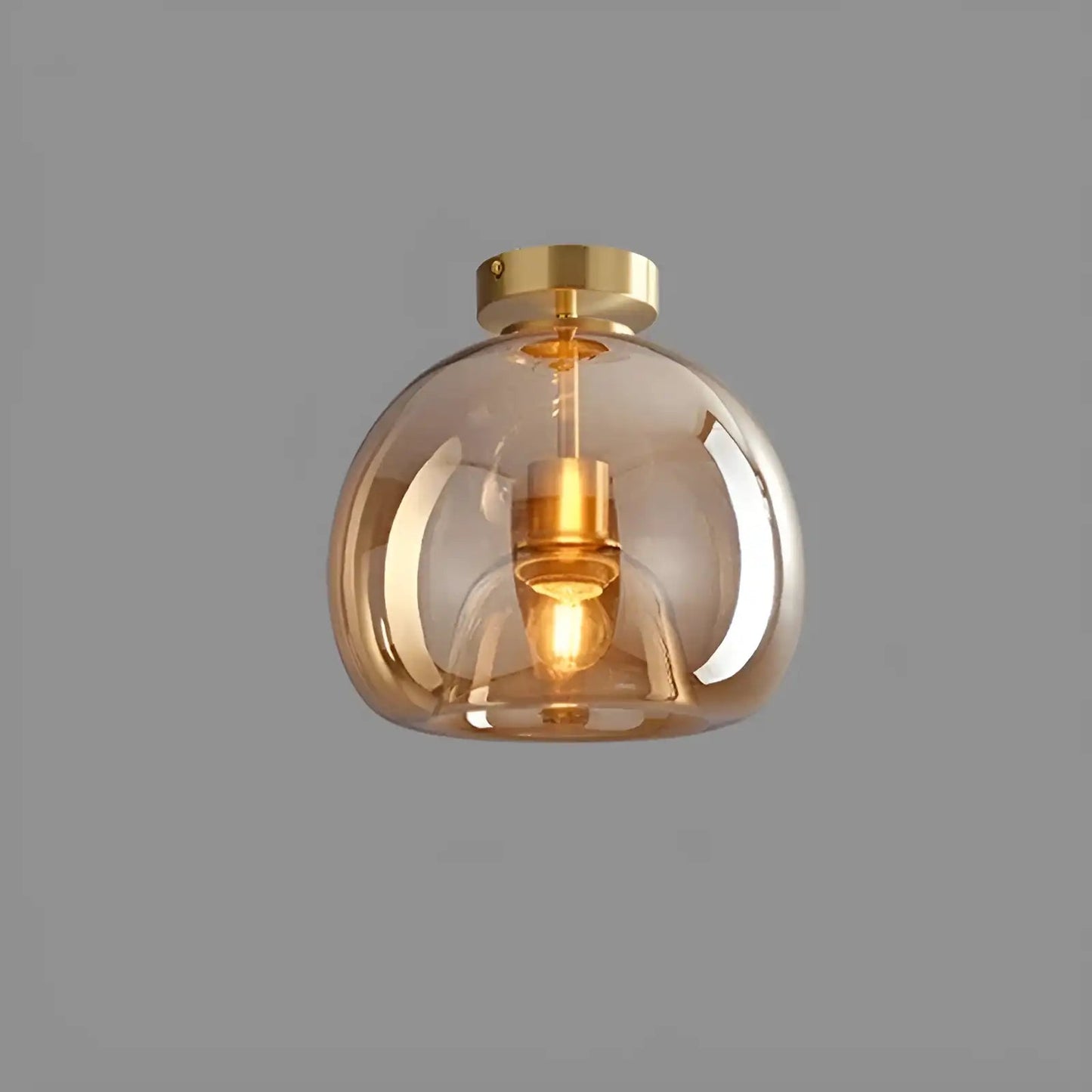 Plafonnier LED en forme de lanterne pour salon - Luminenza - Cognac