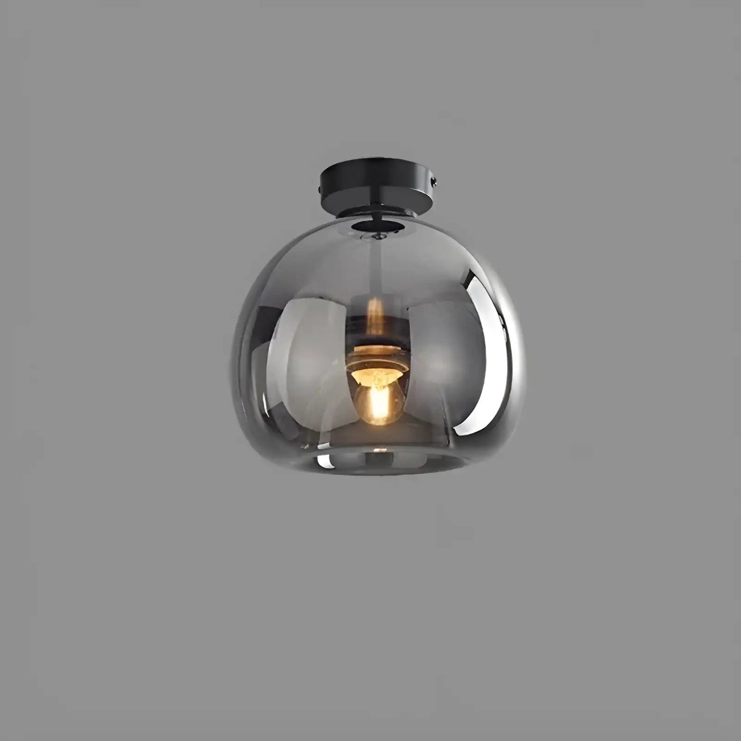 Plafonnier LED en forme de lanterne pour salon - Luminenza - Gris fumée