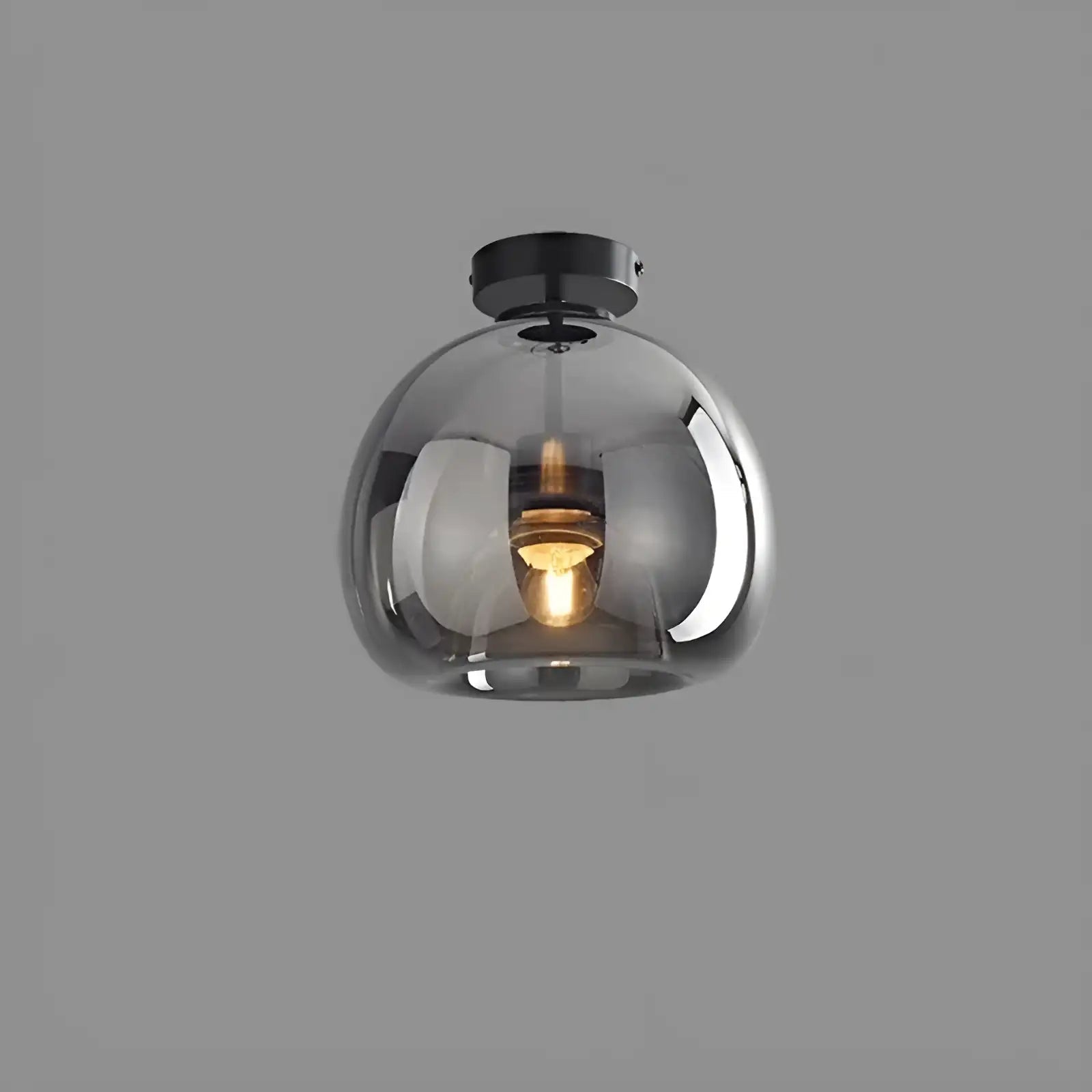 Plafonnier LED en forme de lanterne pour salon - Luminenza - Gris fumée