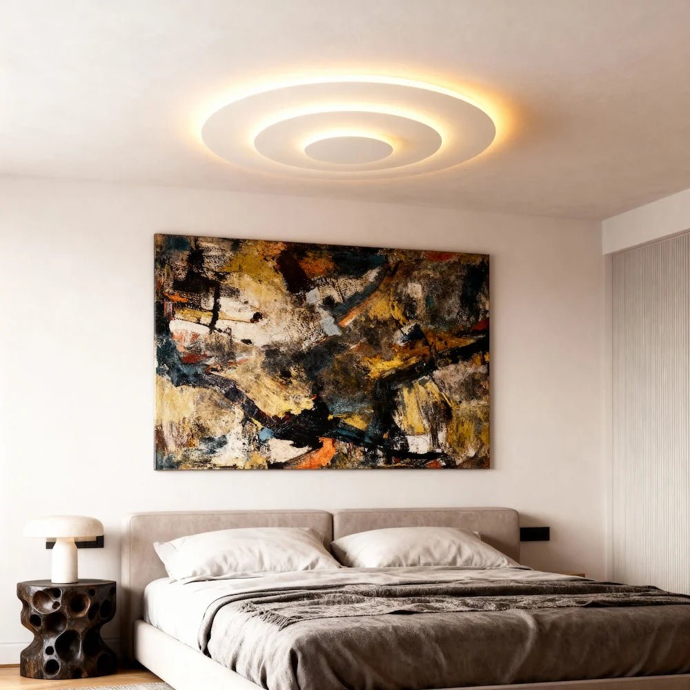Plafonnier LED en forme de série d'éclats asymétriques pour chambre - Luminenza - Blanc