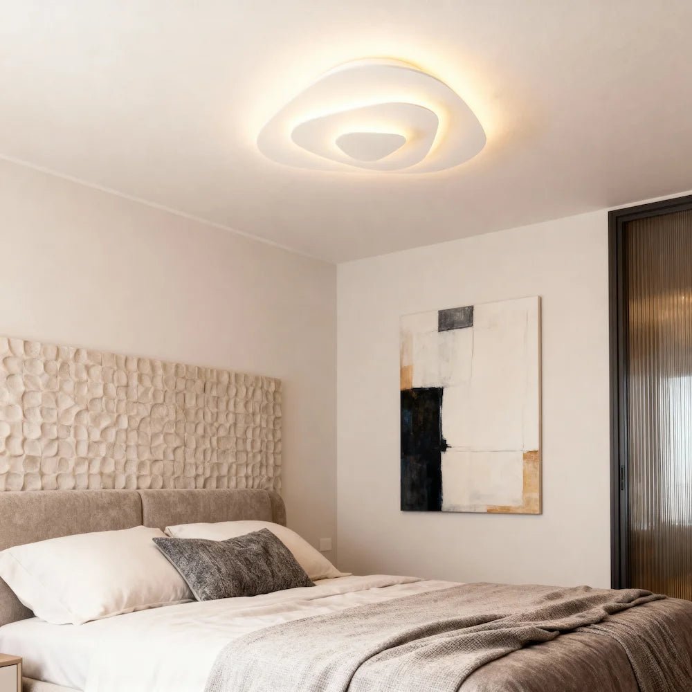 Plafonnier LED en forme de série d'éclats asymétriques pour chambre - Luminenza - Blanc