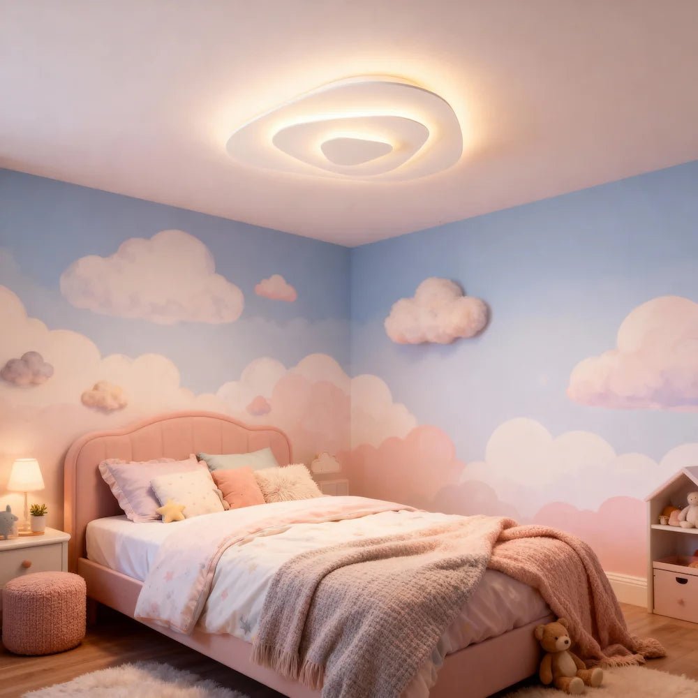 Plafonnier LED en forme de série d'éclats asymétriques pour chambre - Luminenza - Blanc