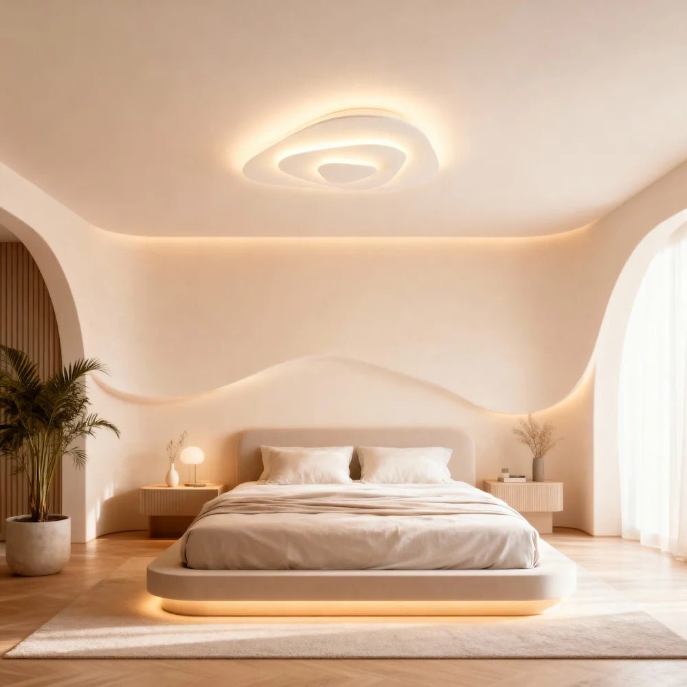 Plafonnier LED en forme de série d'éclats asymétriques pour chambre - Luminenza - Blanc