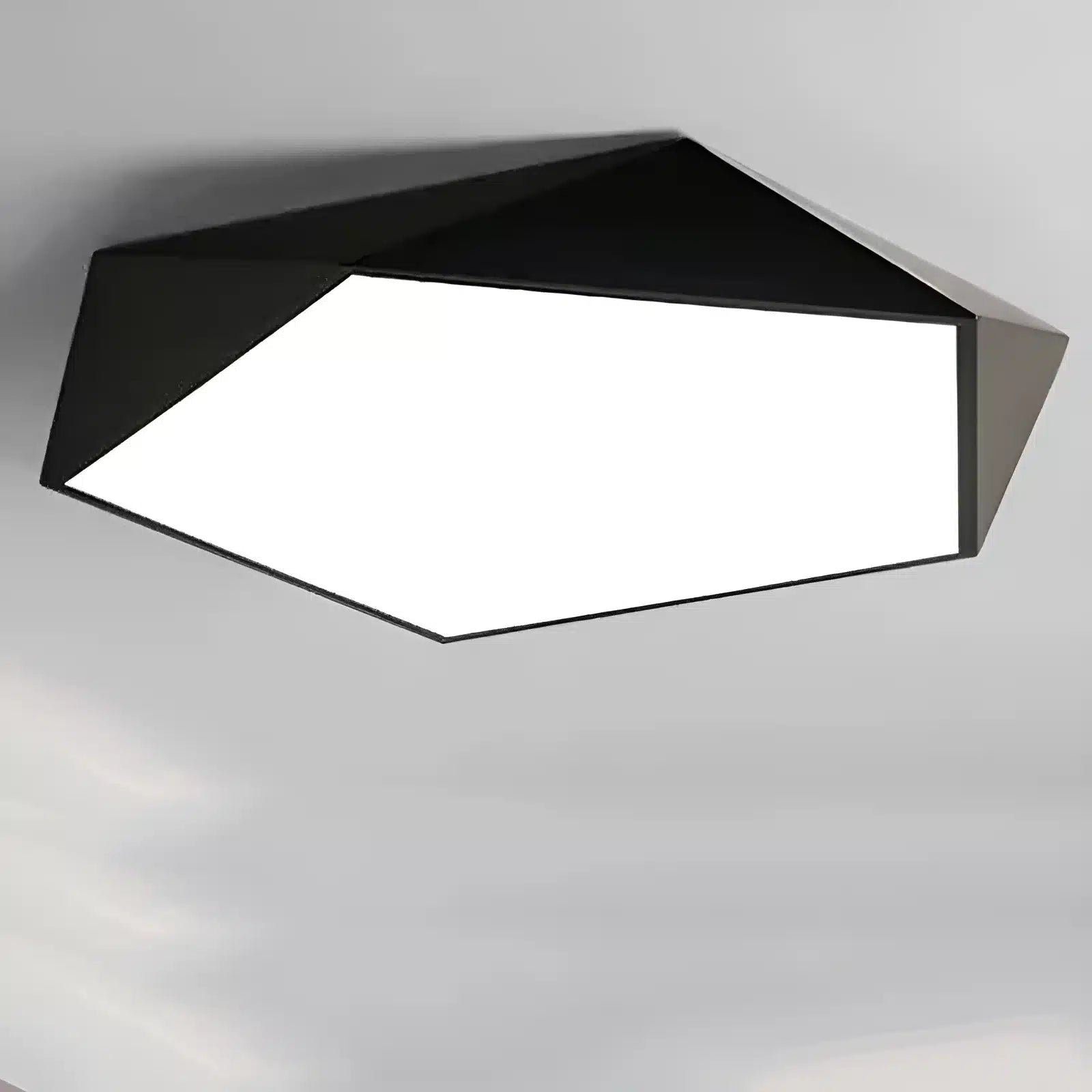Plafonnier LED en forme d'hexagone irrégulier pour salon - Luminenza - Noir