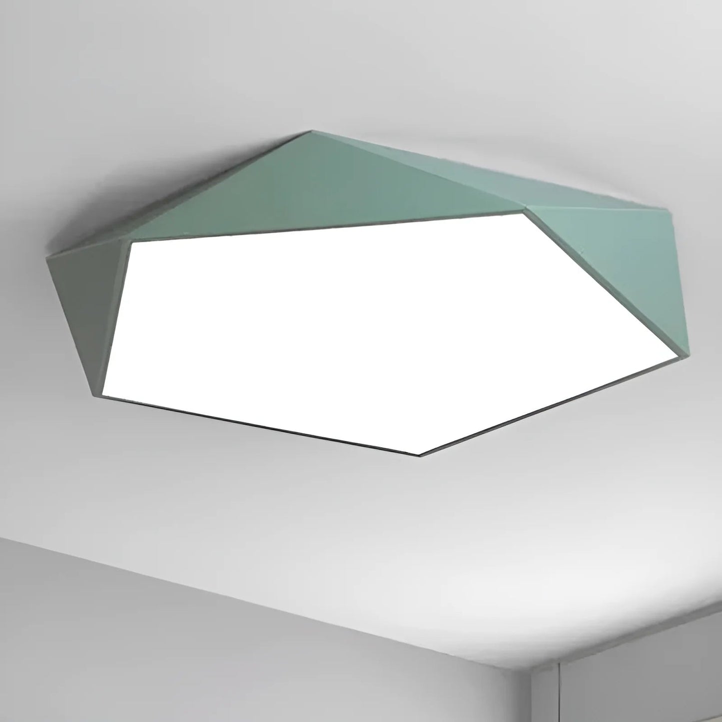 Plafonnier LED en forme d'hexagone irrégulier pour salon - Luminenza - Vert grisé