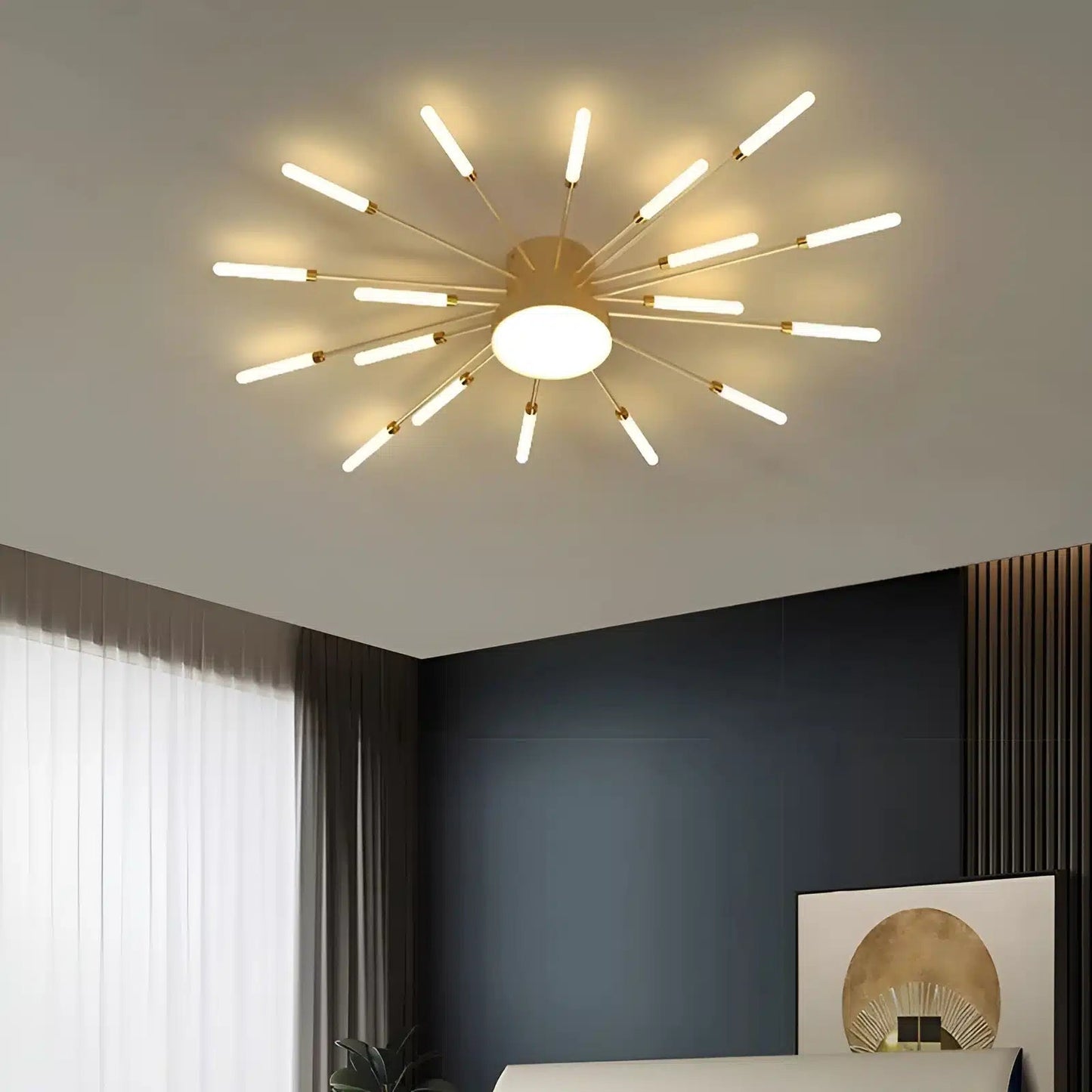 Plafonnier LED Moderne Effet Feux d'Artifice pour Salon - Luminenza - Noir