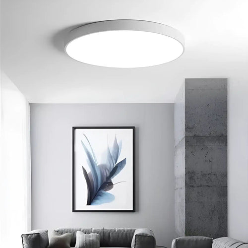 Plafonnier LED nordique circulaire pour salon - Luminenza - Blanc