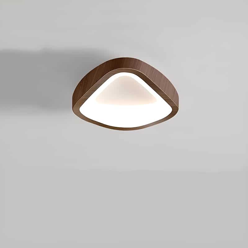 Plafonnier LED nordique en forme de triangle arrondi pour salon - Luminenza - Bois de noyer