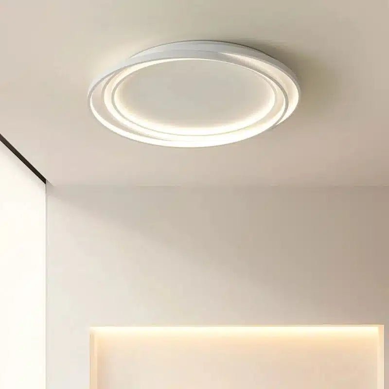 Plafonnier LED ultra fin au design moderne avec formes rondes entrelacées - Luminenza - Blanc