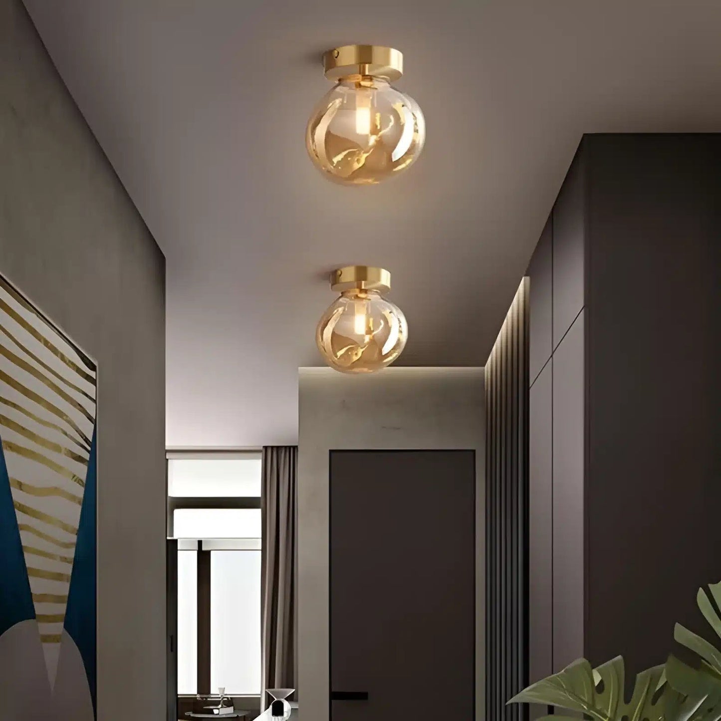 Plafonnier vintage en forme de goutte pour salon - Luminenza - Cognac