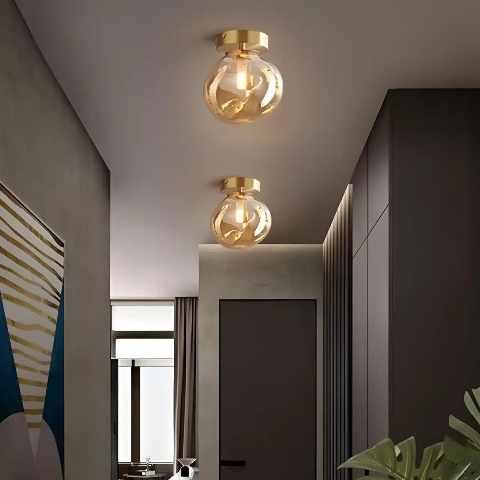 Plafonnier vintage en forme de goutte pour salon - Luminenza - Cognac