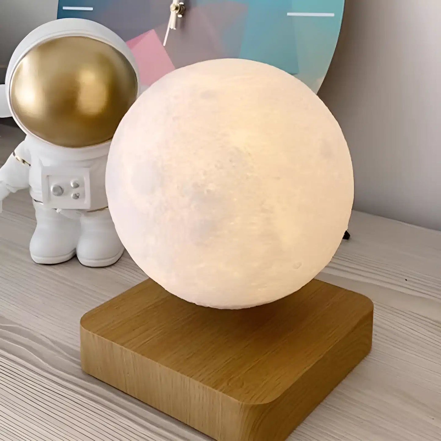 Veilleuse lune flottante magnétique pour chambre - Luminenza - Bois