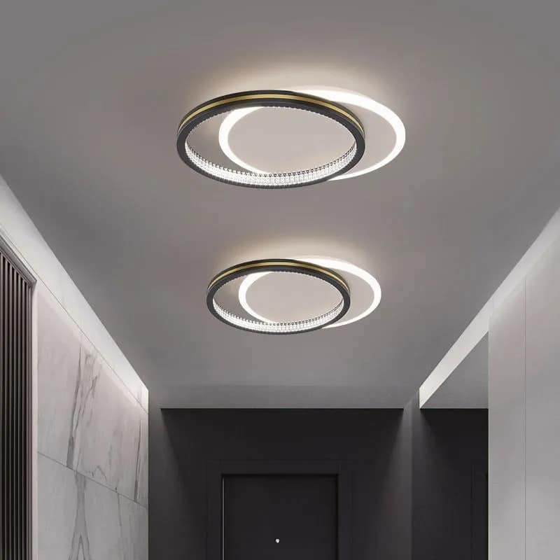 Plafonnier LED rond en fer forgé et acrylique pour Salon