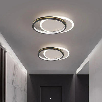Plafonnier LED rond en fer forgé et acrylique pour Salon